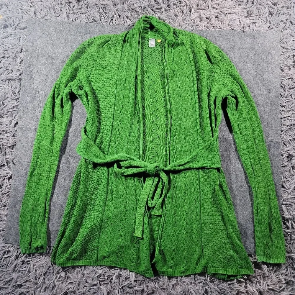 Knitted & Knotted | Green Linen Blend Tie Cardigan Bohemian Fairy Goblincore S